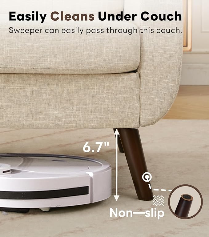 Tbfit 77.2" W Linen Sofa Couch, Mid Century Modern Decor Loveseat Couches - Image 6