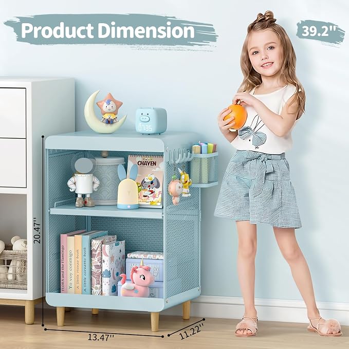 SYKIARIOL Kids Nightstand for Girls, Metal Bedside Table - Image 3