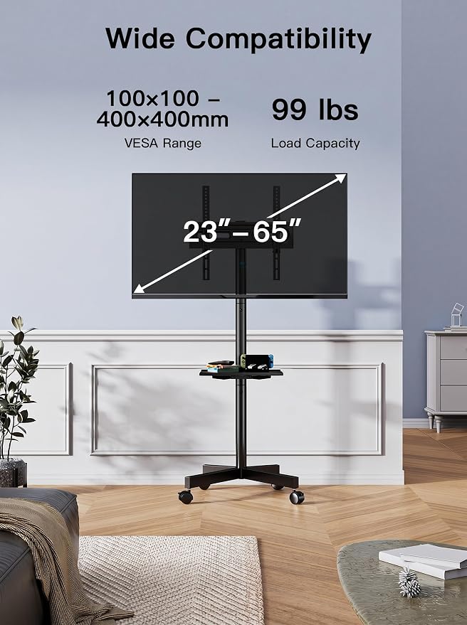 PERLESMITH Rolling TV Stand on Wheels - Image 2