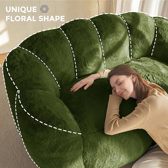 MAXYOYO Bean Bag Chair for Adults, Loveseat Floral Shaped Bean Bag Sofa - Image 6