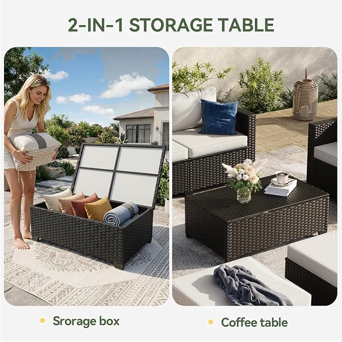 Aoxun 7 Piece Outdoor Patio Furniture Set 6 Seats, Outdoor Sectional - Image 4