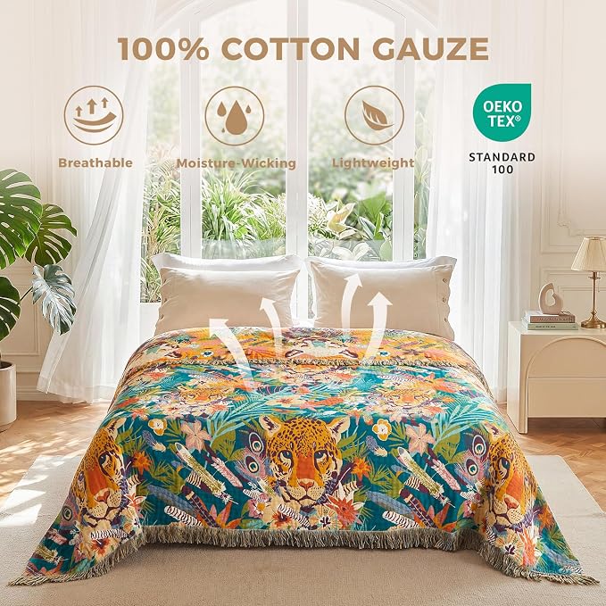 LUTBM Throw Blanket for Couch Sofa Soft Cotton Summer Blankets for Bedroom - Image 3