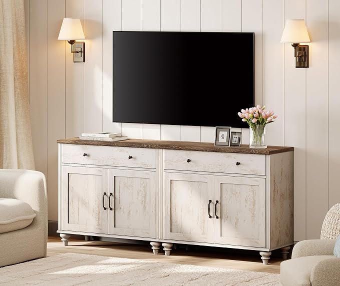 WAMPAT Farmhouse TV Stand for 75 inch TV - Image 2