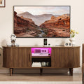 TV Console with Power Outlet-55 Entertainment Center with Sliding Tambour Door by Curlaky