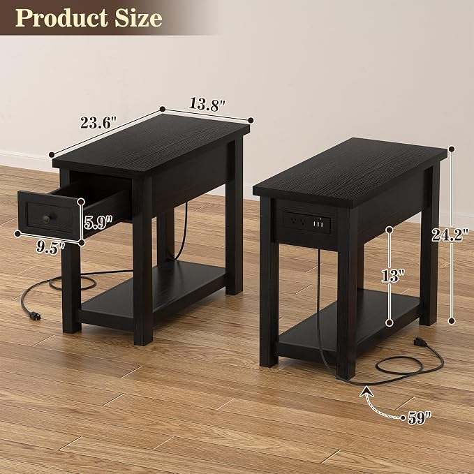 Armocity Narrow End Table with Charging Station - Image 3
