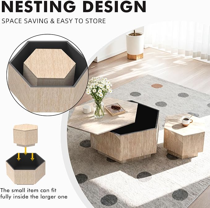 Hexagonal Nesting Coffee Tables - Image 6