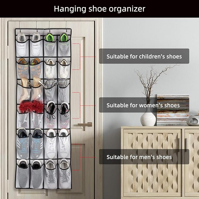 SAVERHO Over the Door Shoe Organizer, Hanging Shoe Organizer - Image 6