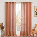 LAMIT Light Filtering Sheer Linen Curtains 102 inches Long, Linen Textured Semi by LAMIT