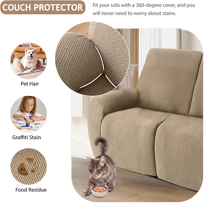 ALIECOM 100% Waterproof Recliner Sectional Couch Covers L Shape Stretch Corner - Image 6