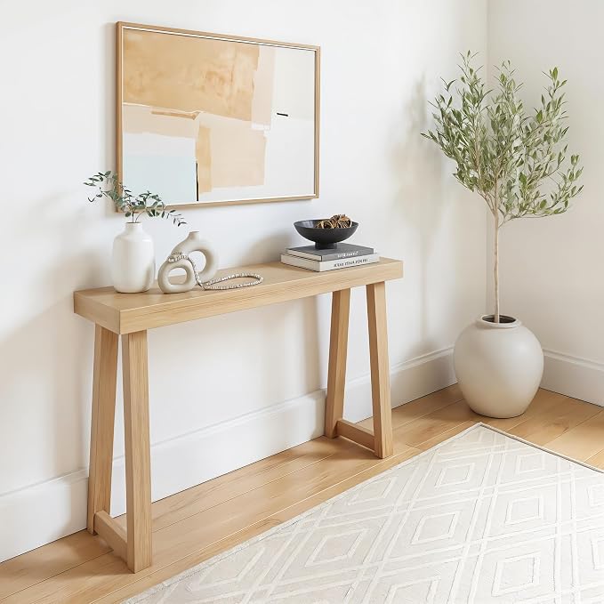 Plank+Beam Solid Wood Console Table, 46 Inch, Sofa Table, Narrow Entryway Table by PlankBeam