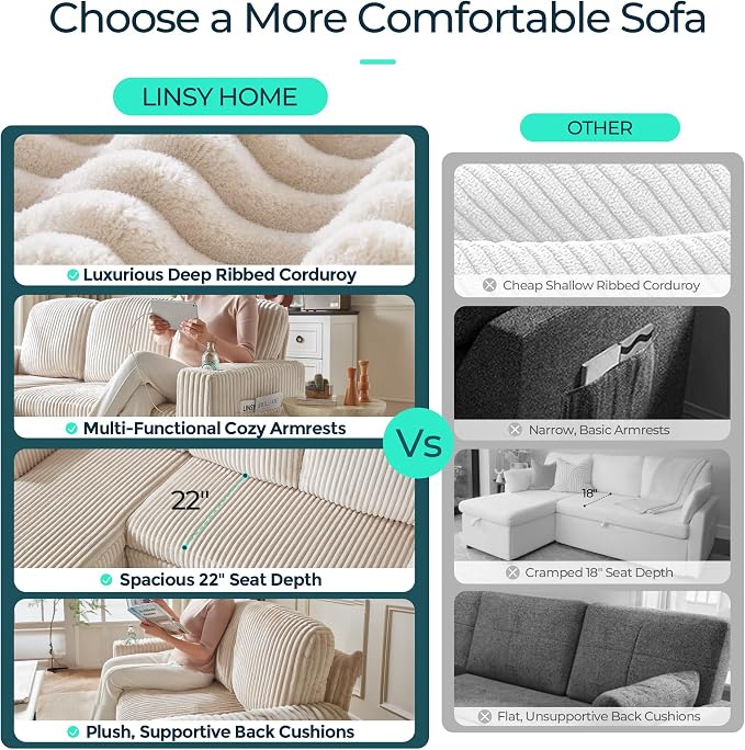 LINSY HOME Sectional Sleeper Sofa Pull Out Couches - Image 4