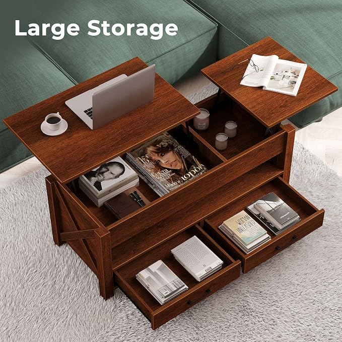 Seventable Coffee Table, 47.2" Lift Top Coffee Table - Image 5