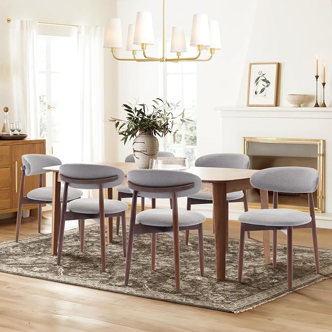 COLAMY Wooden Dining Chairs Set of 4, Modern Fabric Upholstered Dining Room - Image 7