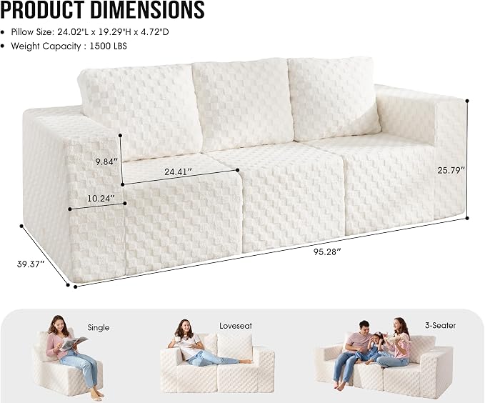 Modular Sectional Sofa 3-Seater Modular Couch - Image 2