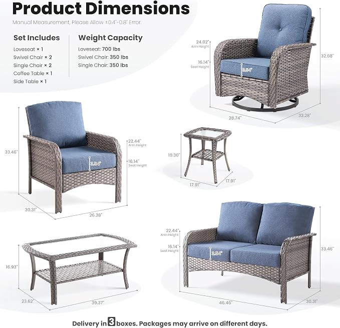 ovios 7-Piece Patio Furniture Set, Outdoor Wicker Sofa - Image 9