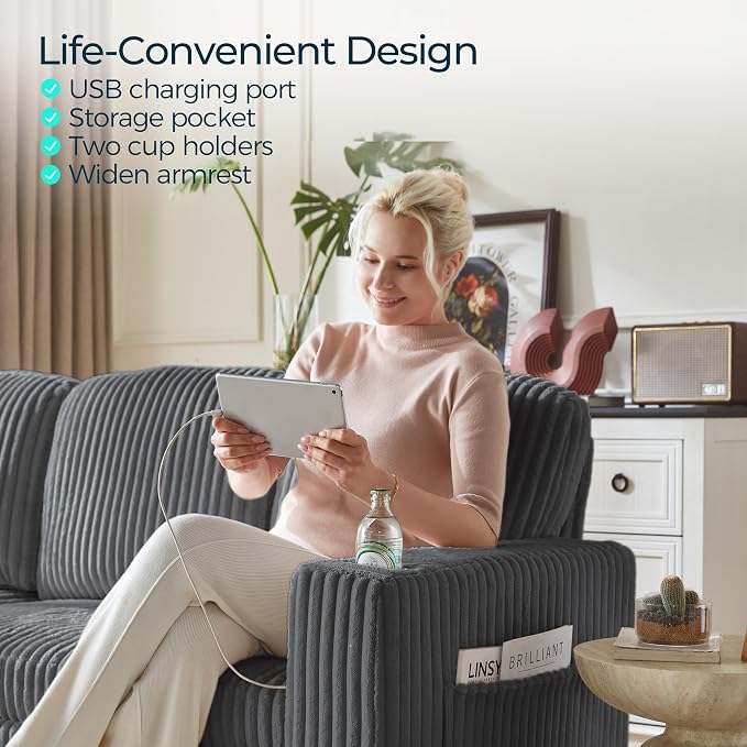 LINSY HOME Loveseat Sofa with Storage - Image 6