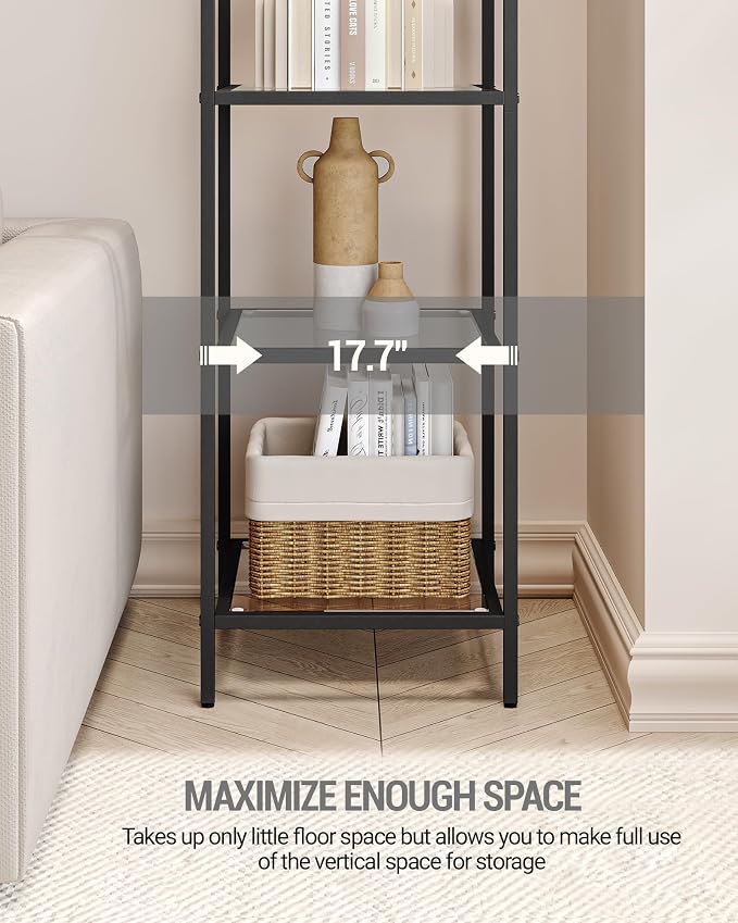 Hzuaneri Bookcase Bookshelf, Tempered Glass Arched Bookshelf - Image 6