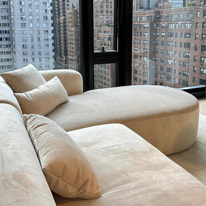 Acanva Luxury Modern Tight Curved Back Velvet Sofa, Minimalist Style Comfy Couch - Image 10