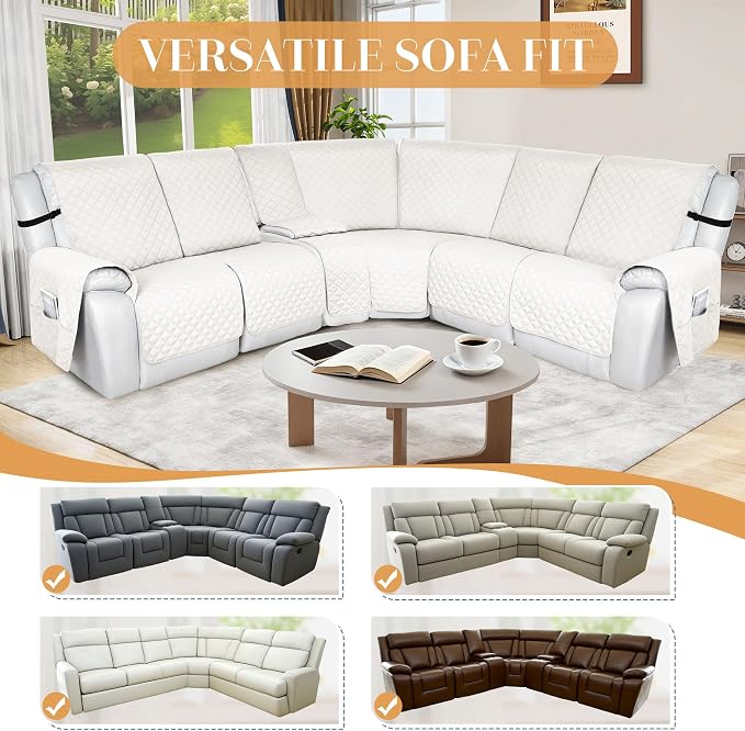 HDCAXKJ 100% Waterproof Reclining Sectional Couch Covers L Shape Recliner Sofa - Image 6