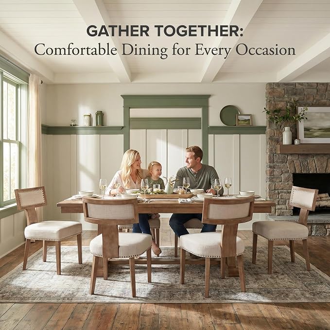 VESCASA Linen Upholstered Dining Chairs - Image 2