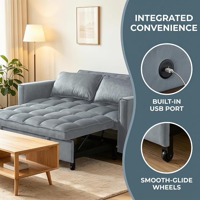 4 in 1 Convertible Sofa Bed, Pull Out Couch - Image 7
