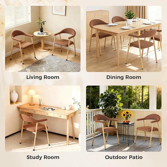 DUMOS Dining Chairs Set of 4, Linen Fabric Upholstered Kitchen Side Chairs - Image 6