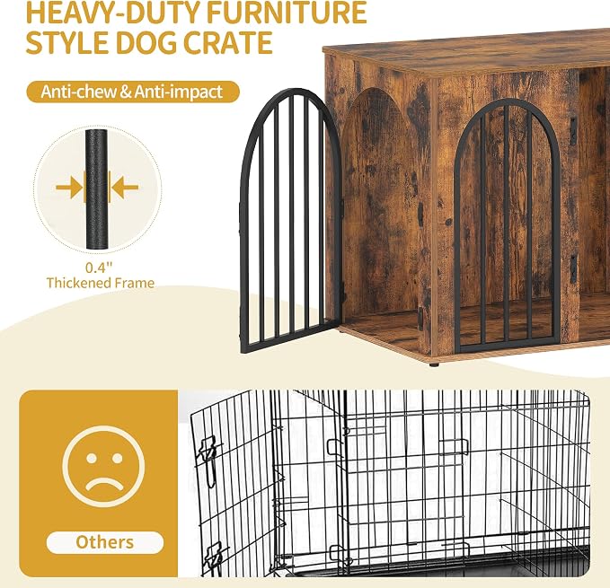 Hzuaneri 26.8'' Wooden Dog Crate Furniture, Indoor Dog Kennel Dogs Cage - Image 7
