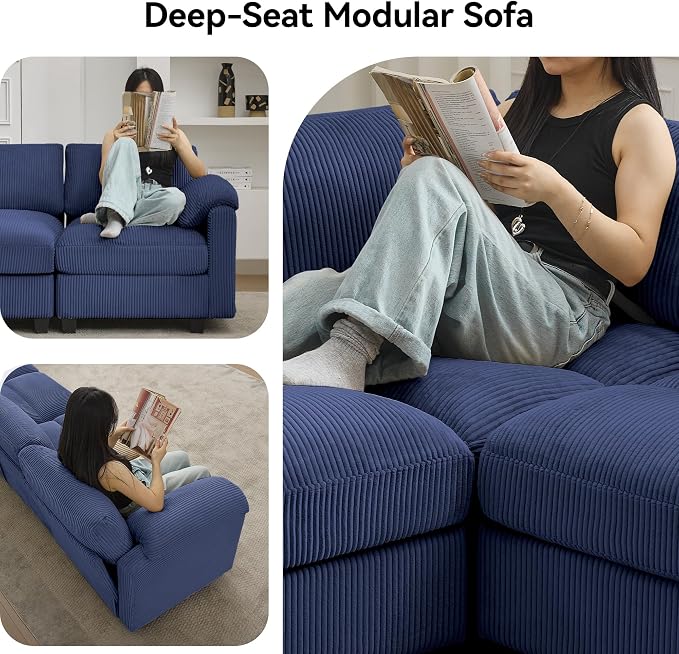 87.5'' L Shaped Modular Sectional Sofa, 3 Seater Cloud Couch - Image 6