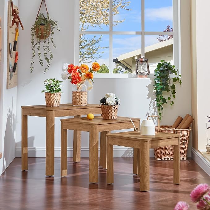 Joaxswe Farmhouse Nesting Tables Set of 3, Living Room Table Set - Image 3