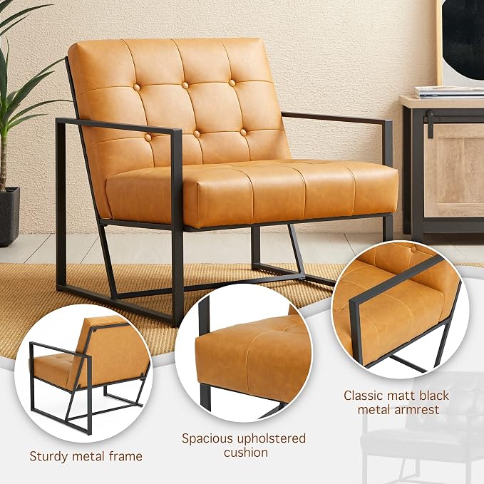 Glitzhome Mid Century Modern Accent Chairs Set of 2, Modern Living Room Chairs - Image 5