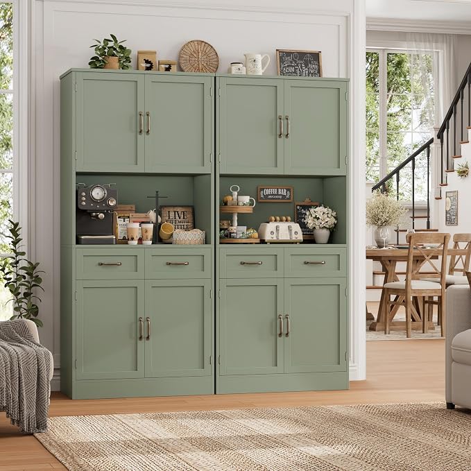 HOSTACK 71“ Tall Kitchen Pantry Storage Cabinet, Modern Kitchen Hutch Bar - Image 4