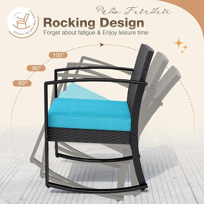 Greesum 3 Piece Patio Furniture Set, All-Weather Imitation Rattan Conversation - Image 2