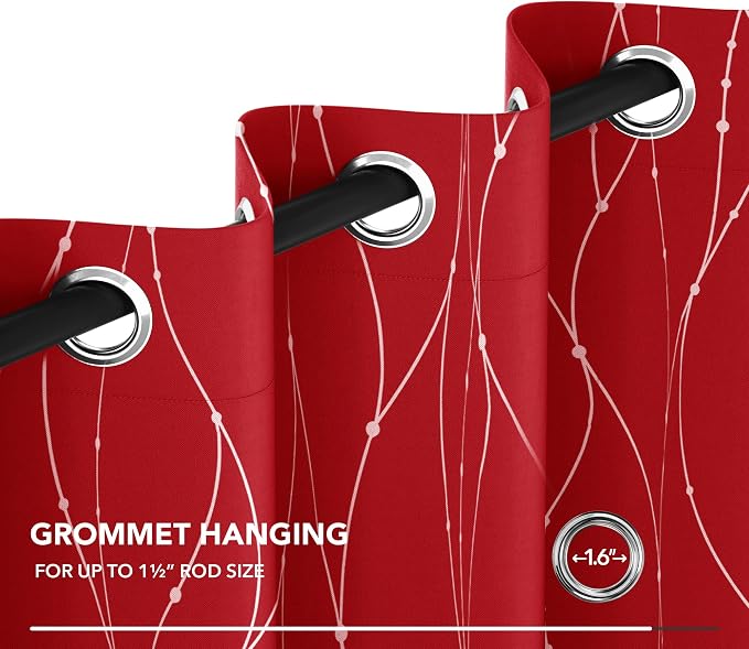 Deconovo Christmas Curtains, Thermal Insulated Noise‑Reduced Drape, Wave Line - Image 7