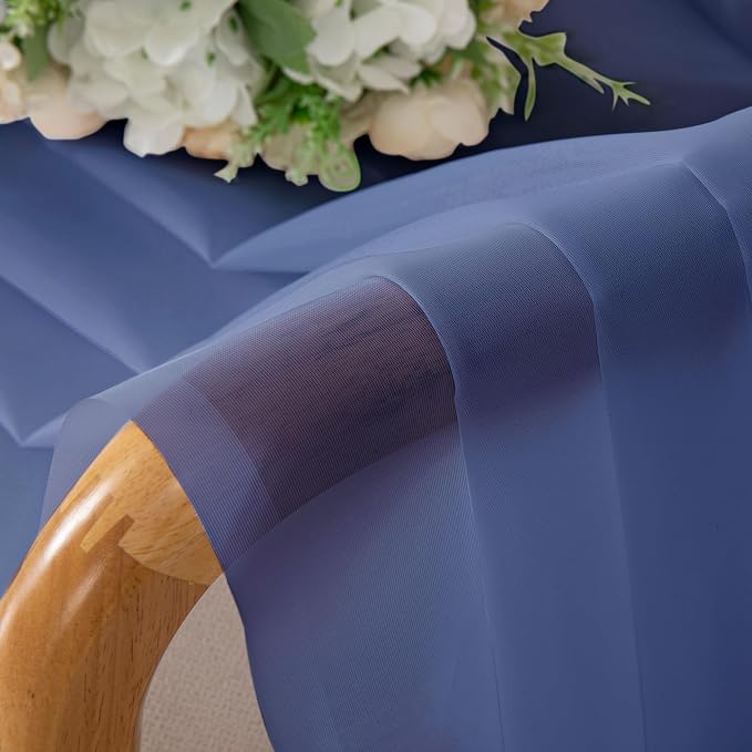 OWENIE Blue Sheer Curtains 72 Inches Long 2 Panels Set, Transparent Light - Image 3