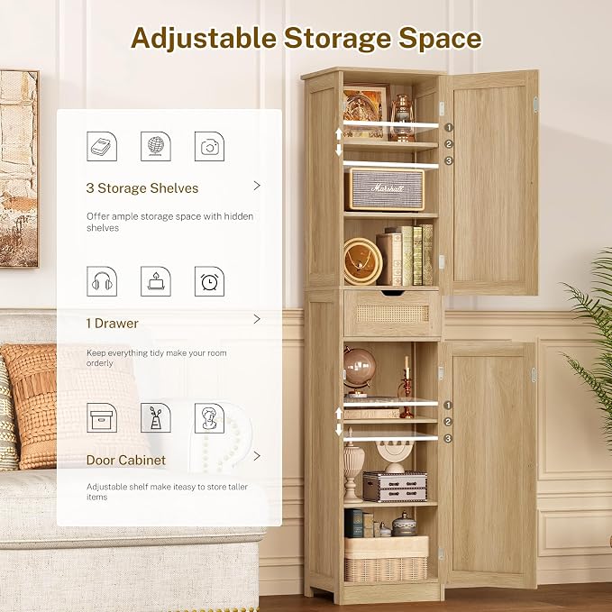 TEENFON 67" H Tall Storage Cabinet - Image 6
