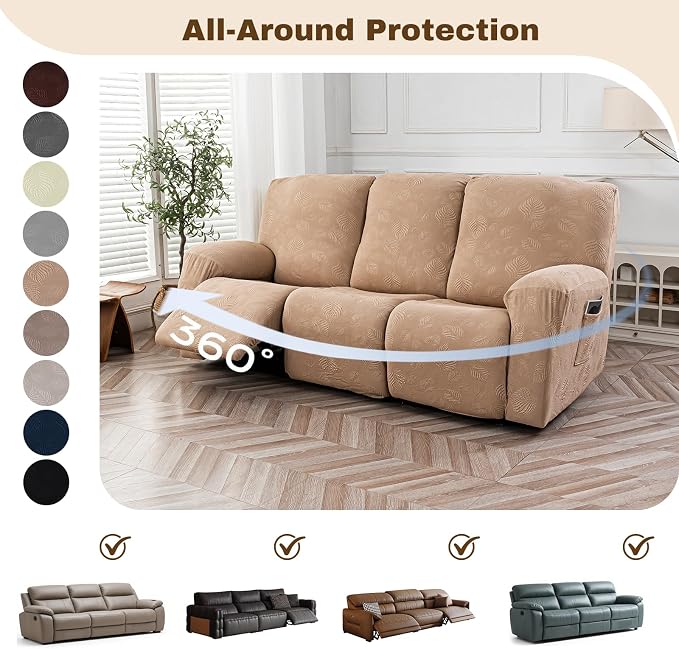 Gennia Recliner Sofa Covers 5 Pieces, Waterproof Sectional Couch Cover Stretch - Image 6