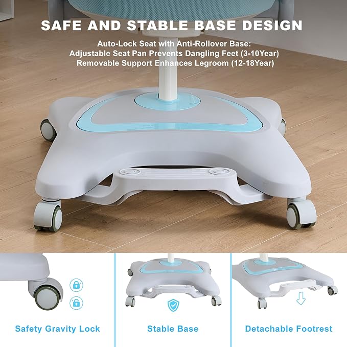 ERIYA Kids Desk Chair, Ergonomic Chair: Height-Adjustable, Double Back Support - Image 6