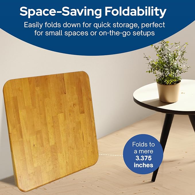 MECO Stakmore Classic Straight Edge Square Wood Folding Card Table, Oak - Image 6