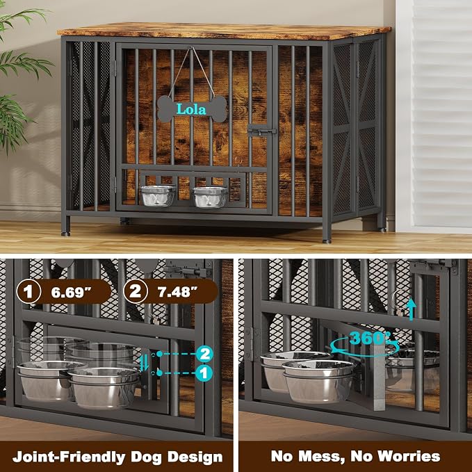 Easycom Foldable Large Dog Crate Furniture, 41.3" Assembly-Free Dog Crates - Image 5