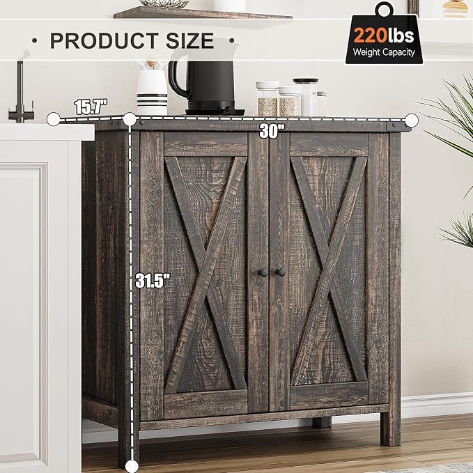 GarveeHome Small Storage Cabinet, Farmhouse Sideboard Buffet Cabinet - Image 2