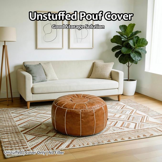 Thgonwid Unstuffed Moroccan Storage Pouf Foot Stool Ottoman Seat, No Filler - Image 4