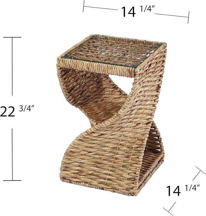 SEI Furniture - Nivala Water Hyacinth Accent Table - Bohemian Design, Natural - Image 3