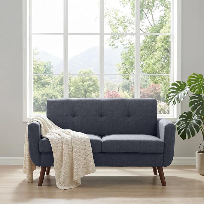 Tbfit 56" W Loveseat Sofa, Mid Century Modern Decor Love Seat Couches - Image 3