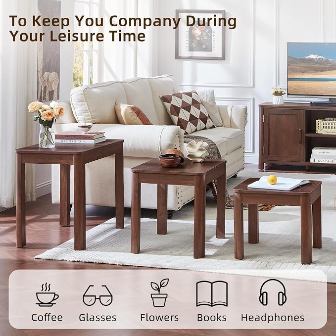 Joaxswe Farmhouse Nesting Tables Set of 3, Living Room Table Set - Image 7