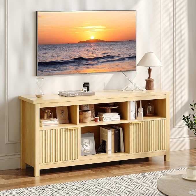 VINGLI 58" Fluted TV Stand for TVs up to 70", Modern TV Stand by VINGLI