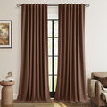 Rustic Brown 100% Blackout Linen Curtains 108 Inch Length 2 Panels Set by Guken