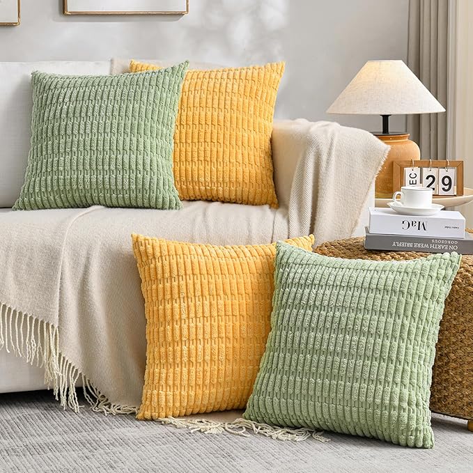 Fancy Homi Set of 4 Summer Boho Decorative Throw Pillow Covers 18x18 Inch by Fancy+Homi
