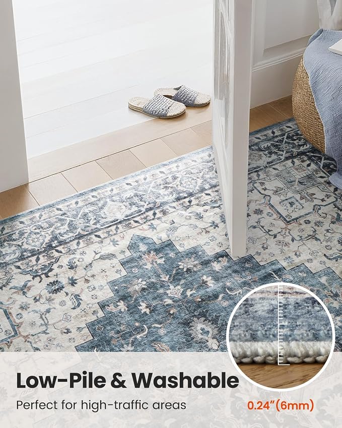 AMADA HOMEFURNISHING Round 5ft Area Rugs, Low-Profile Washable Rug - Image 7