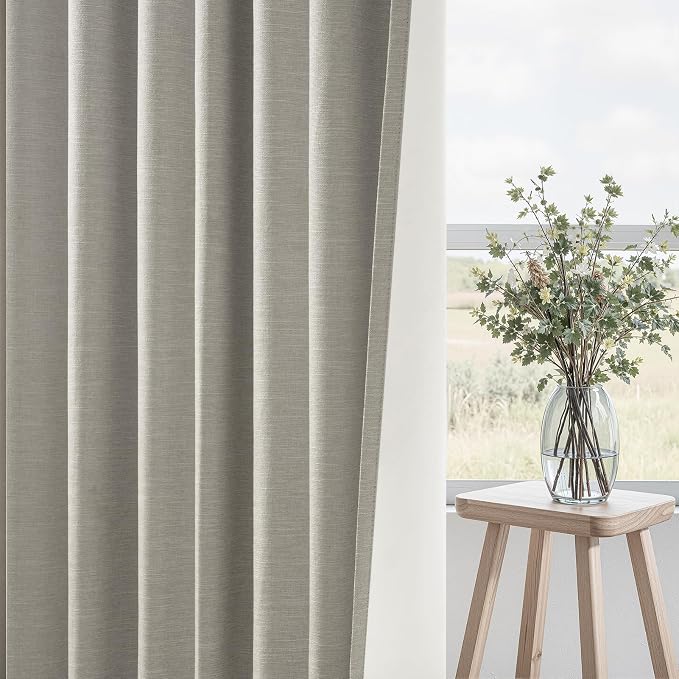 Flax Grey Blackout Curtains 95 Inch Length 2 Panels - Image 5