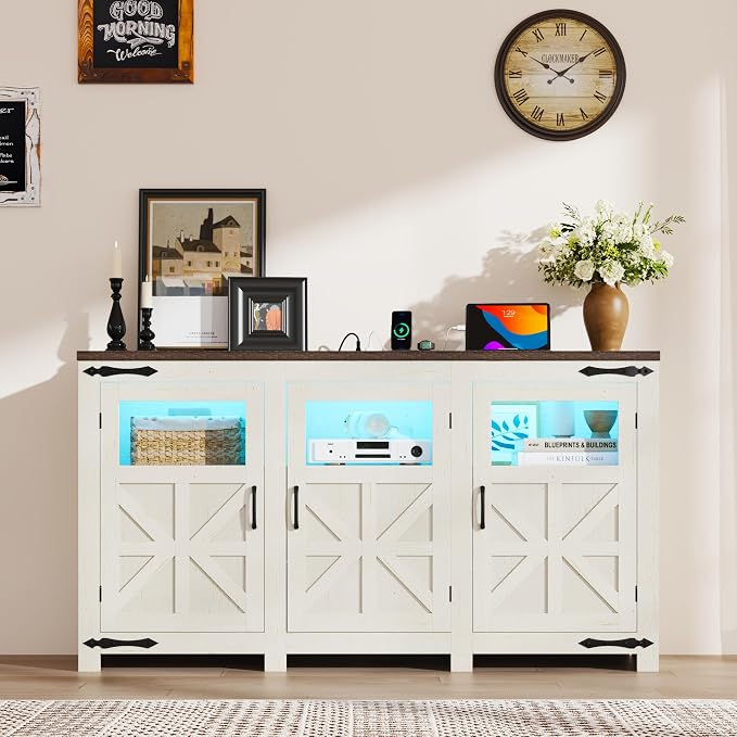 64" Large LED Farmhouse TV Stand - Image 7